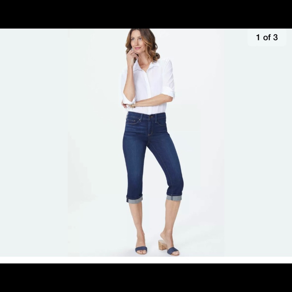 NYDJ Petite Cuffed crop jeans Dark wash